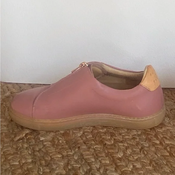 Pairs In Paris Blush Leather Zip Sneakers designed in Paris made in Portugal - Picture 6 of 16